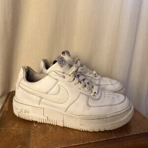 Nike Air Force 1 Low Pixel White Sneakers 7 Women Triple White Grunge Streetwear